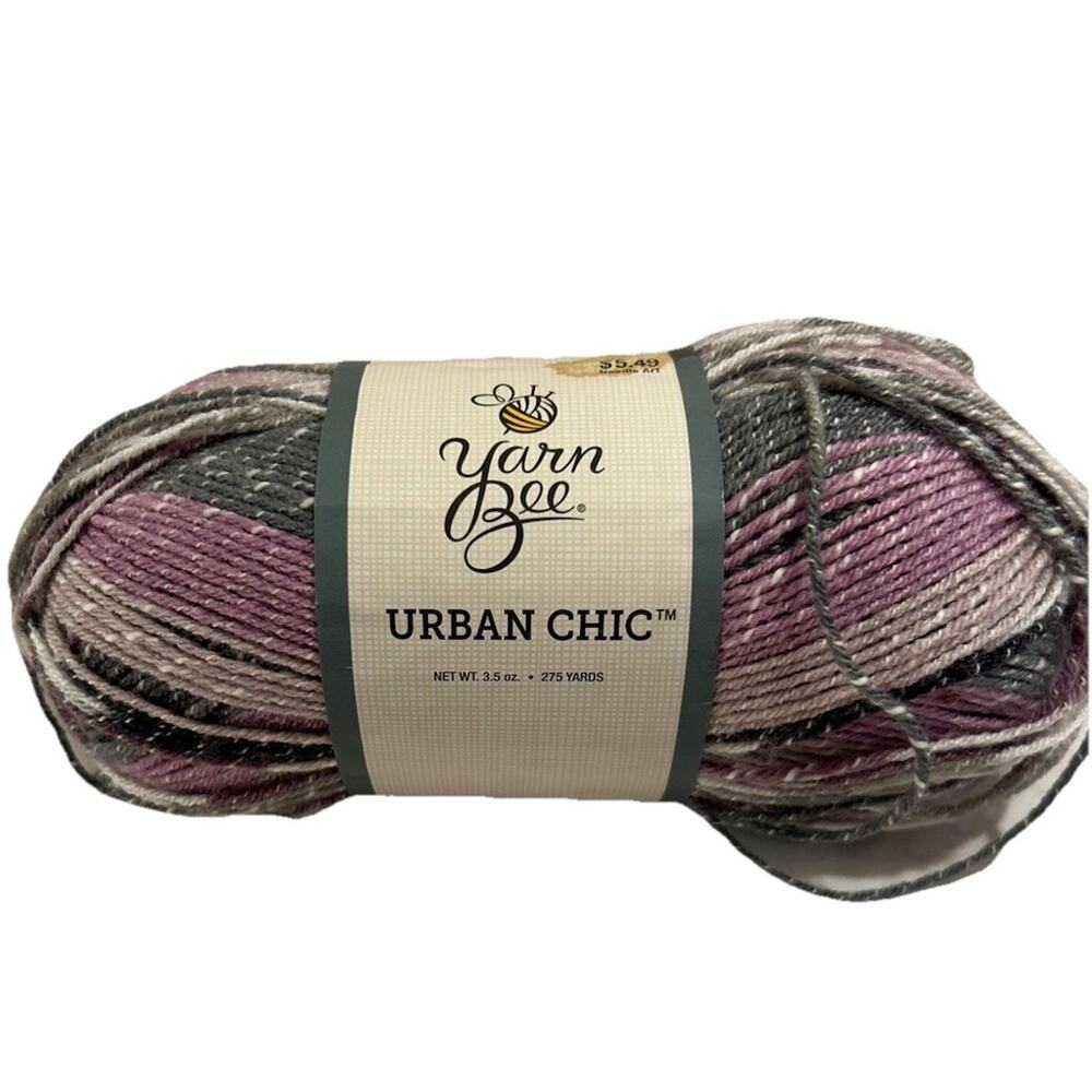 YARN‎ BEE URBAN CHIC Purple JUNEBERRY BREEZE #08 Acrylic Cotton Yarn Skein 3.5oz